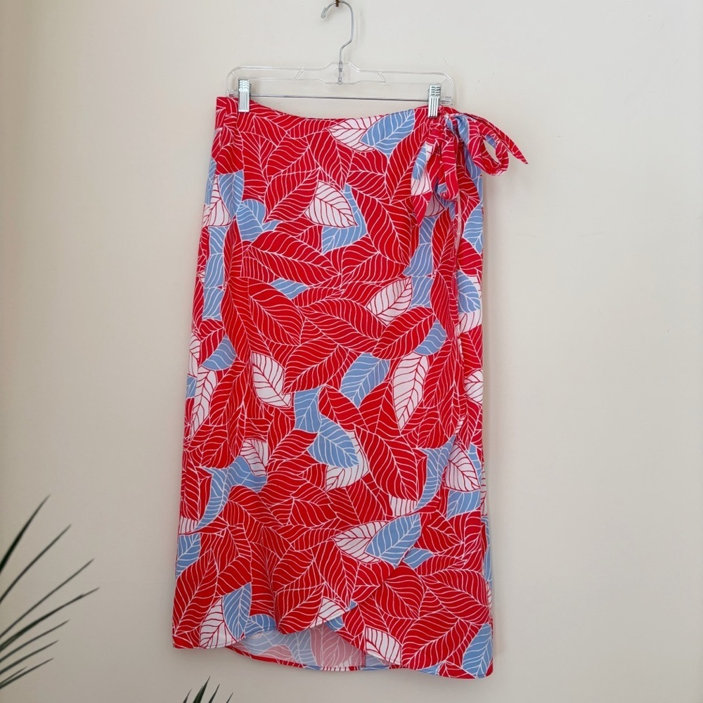 UNTUCKit Bright Tropical Floral Print Wilma Wrap Midi Skirt Large Summer Beach